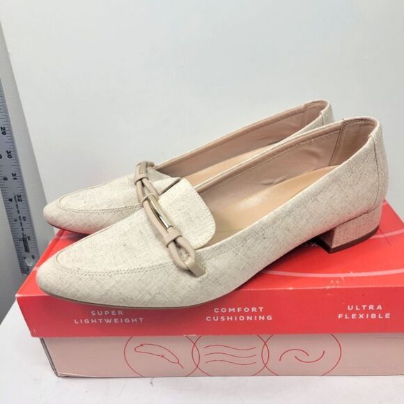 Easy Spirit Eflex Carlina Slip-On Pointy Toe Dress Flats Linen SIZE 10 NIB NWT - Picture 2 of 11